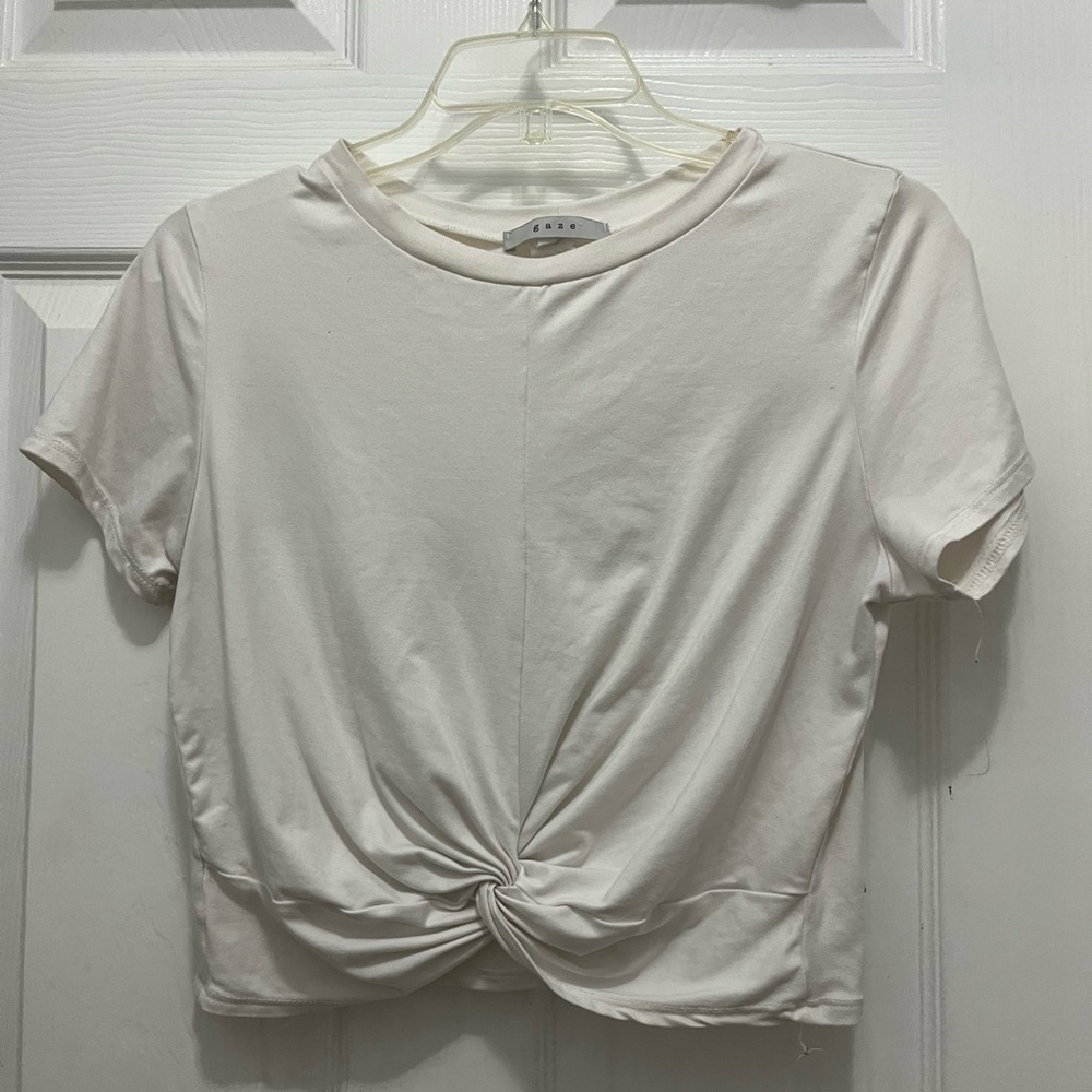 Women's Cream Twist-Front Top